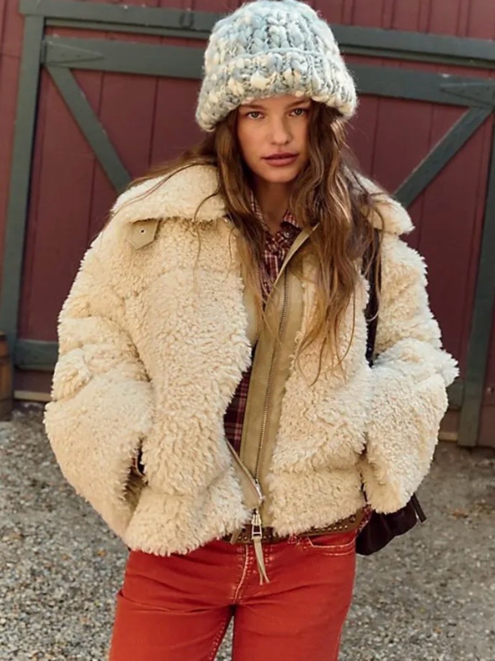 NWT Free People Jolie Tan Beige Oversized Faux Fur Teddy Jacket